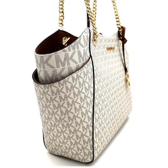 Michael Kors Large Jet Set Travel Chain Shoulder Bag Vanilla (NWT) - Picture 5 of 12